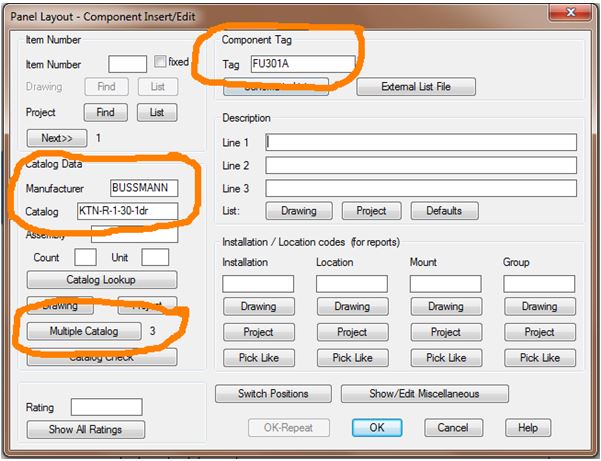 autocad electrical catalog database