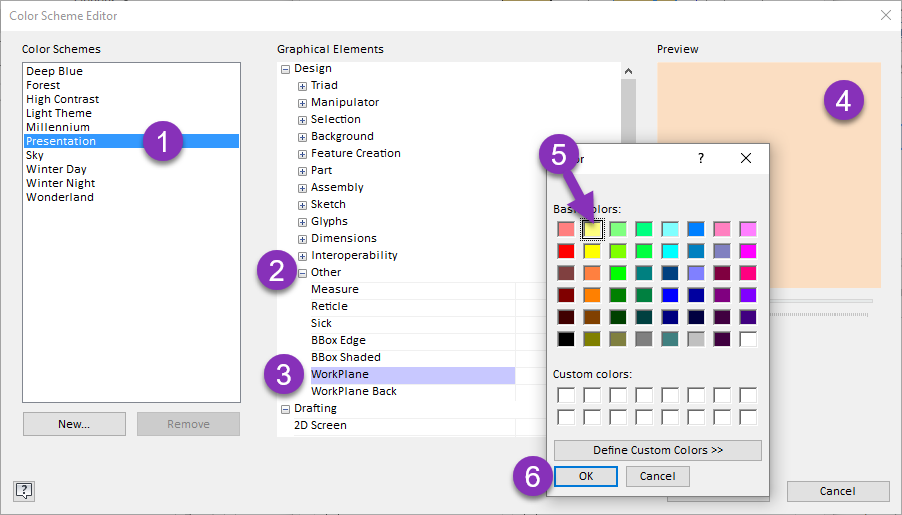 Inventor 2020 Custom Color Schemes