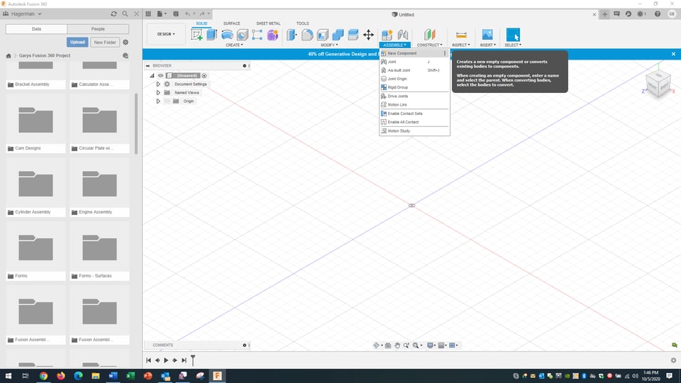 How to Create Internal and External Component Assemblies in Fusion 360