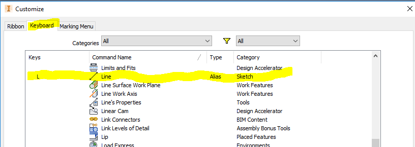 Hotkeys in Inventor 2017 - autodesk